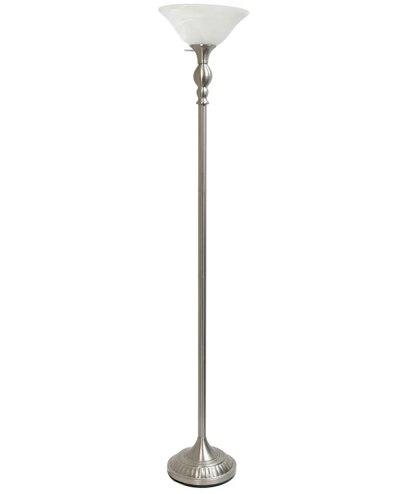 Lalia Home Classic 1 Light Torchiere Floor Lamp with Marbleized Glass Shade