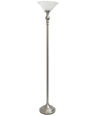 Lalia Home Classic 1 Light Torchiere Floor Lamp with Marbleized Glass Shade