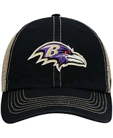 Men's Black, Natural Baltimore Ravens Trawler Trucker Clean Up Snapback Hat