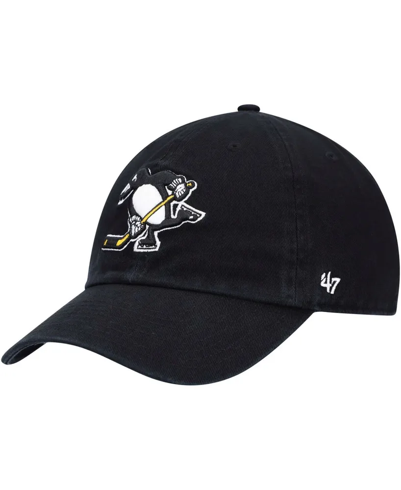 Men's Black Pittsburgh Penguins Logo Clean Up Adjustable Hat