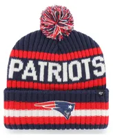 Men's Navy New England Patriots Bering Cuffed Knit Hat with Pom