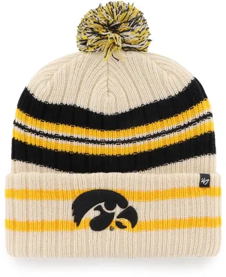 Men's Natural Iowa Hawkeyes Hone Cuffed Knit Hat with Pom