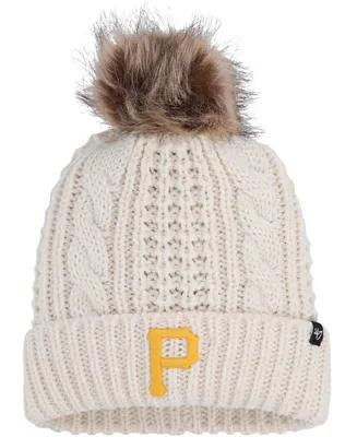 Women's Cream Pittsburgh Pirates Meeko Cuffed Knit Hat with Pom
