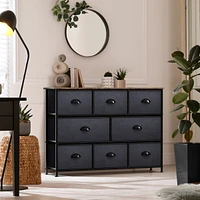 Sorbus 8 Drawers Wide Dresser - Organizer Unit with Steel Frame Wood Top and handle
