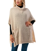 Marcus Adler Women's Mock Turtleneck Pocket Poncho