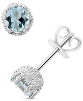 Aquamarine Stud Earrings (3/4 ct. t.w.) Sterling Silver (Also Opal)