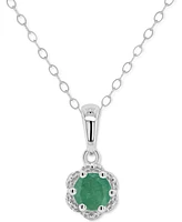 Sapphire Solitaire Scalloped Edge 18" Pendant Necklace (5/8 ct. t.w.) Sterling Silver (Also Emerald & Ruby)