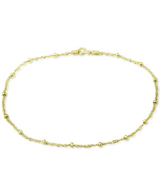 Giani Bernini Beaded Singapore Link Ankle Bracelet in 18k Gold-Plated Sterling Silver, Created for Macy's