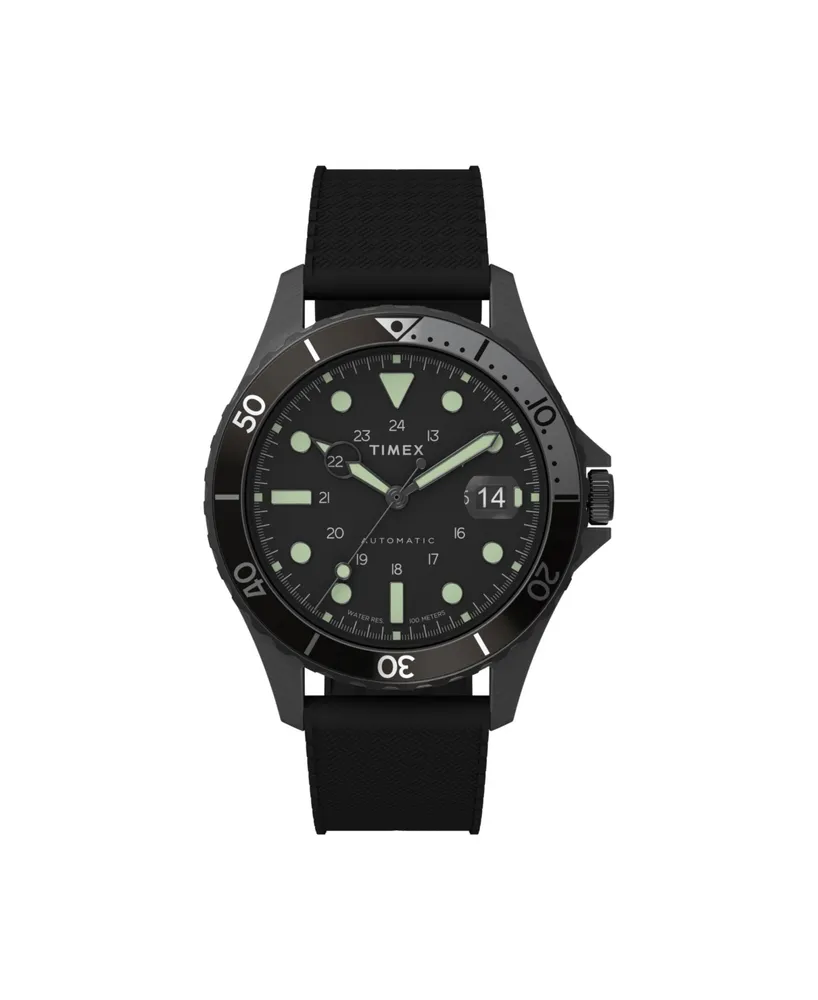 Timex Men's Navi Black Rubber Strap Watch 41 mm