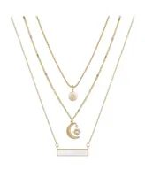 14K Gold Flash-Plated 3-Piece Celestial Layered Pendant Set