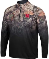 Men's Black Nebraska Huskers Mossy Oak Fleet Ii Quarter-Zip Jacket