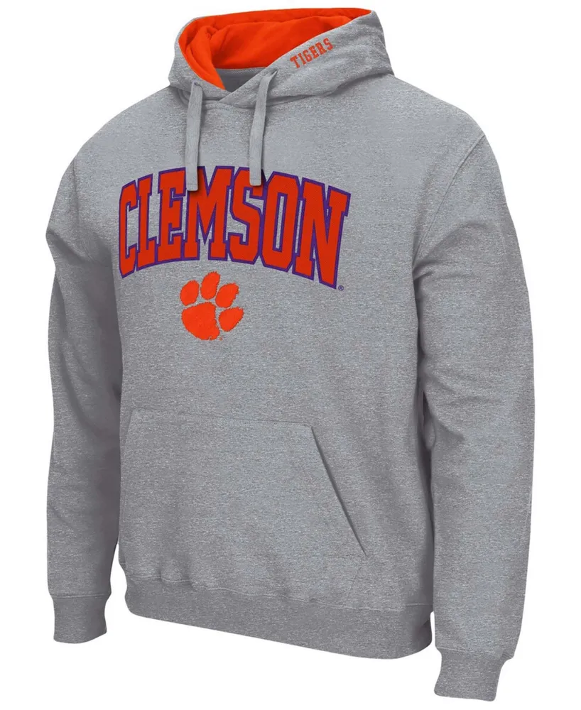 Men's Heather Gray Clemson Tigers Arch and Logo 3.0 Pullover Hoodie
