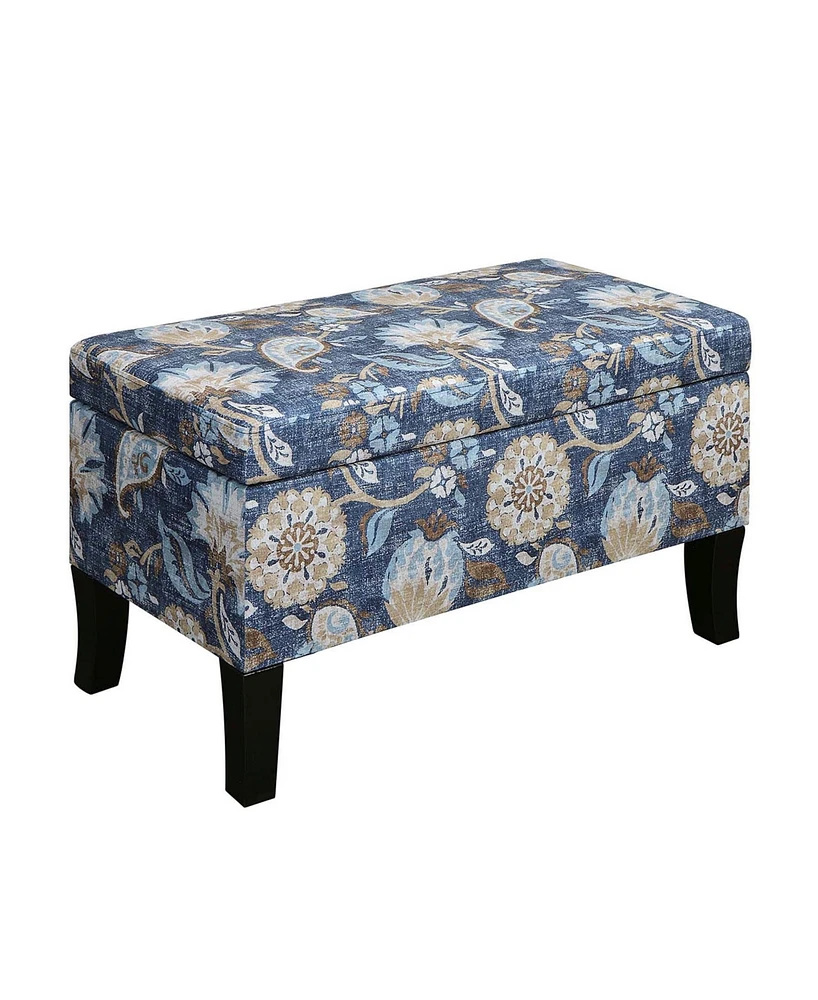 Convenience Concepts Designs4Comfort Winslow Storage Ottoman, Indigo Flora 32 x 16 x 18 in.