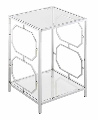 Convenience Concepts Omega Chrome End Table, Clear Glass & Chrome Frame 15.75 x 15.75 x 24 in.