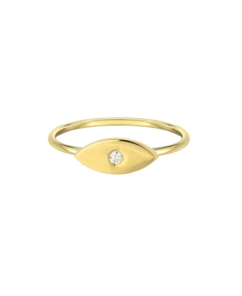Zoe Lev 14K Gold Diamond Evil Eye Ring