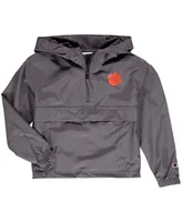 Big Boys and Girls Graphite Clemson Tigers Pack Go Quarter-Zip Windbreaker Jacket