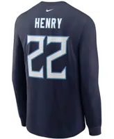 Men's Derrick Henry Navy Tennessee Titans Player Name and Number Long Sleeve T-shirt