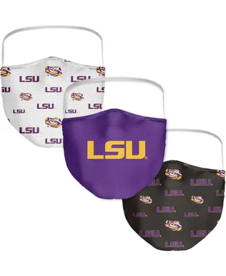 Multi Adult Lsu Tigers All Over Logo Face Covering 3-Pack