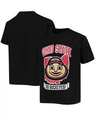 Big Boys and Girls Black Ohio State Buckeyes Strong Mascot T-shirt