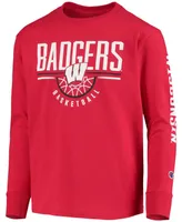 Big Boys and Girls Red Wisconsin Badgers Basketball Long Sleeve T-shirt