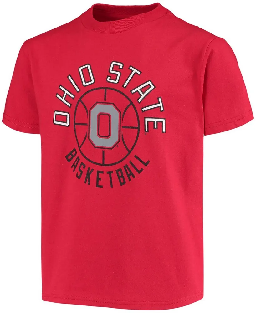 Big Boys and Girls Scarlet Ohio State Buckeyes Basketball T-shirt