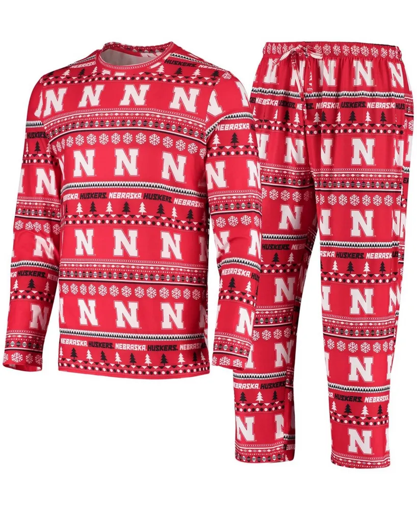 Men's Scarlet Nebraska Huskers Ugly Sweater Knit Long Sleeve Top and Pant Set