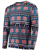 Men's Navy Auburn Tigers Ugly Sweater Knit Long Sleeve Top and Pant Set