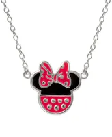 Disney Minnie Mouse Enamel Pendant Necklace in Sterling Silver, 16" + 2" extender