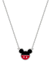 Disney Mickey Mouse Enamel Pendant Necklace in Sterling Silver, 16" + 2" extender