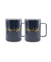 Thirstystone by Cambridge 16 oz "Thankful" Insulated Coffee Mugs Set, 2 Piece