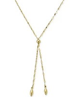 Double Bead Adjustable 18" Lariat Necklace in 10k Gold