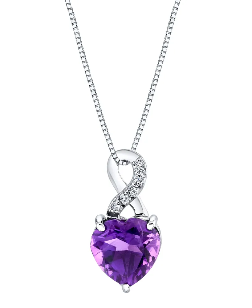 Amethyst (1-3/4 ct. t.w.) & Diamond (1/20 ct. t.w.) Heart 18" Pendant Necklace in 10k White Gold