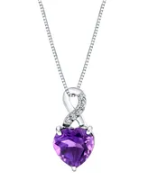 Amethyst (1-3/4 ct. t.w.) & Diamond (1/20 ct. t.w.) Heart 18" Pendant Necklace in 10k White Gold