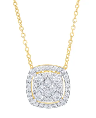 Cubic Zirconia Cushion Necklace Fine Gold Plate or Silver