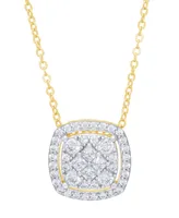 Cubic Zirconia Cushion Necklace Fine Gold Plate or Silver