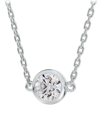 Portfolio by De Beers Forevermark Diamond Bezel Pendant Necklace (1/10 ct. t.w.) in 14k White or Yellow Gold, 16" + 2" extender