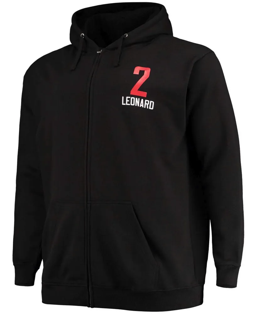 Men's Kawhi Leonard Black La Clippers Big and Tall Player Name and Number Full-Zip Hoodie Jacket