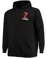 Men's Kawhi Leonard Black La Clippers Big and Tall Player Name and Number Full-Zip Hoodie Jacket