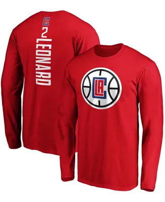 Men's Kawhi Leonard Red La Clippers Team Playmaker Name Number Long Sleeve T-shirt