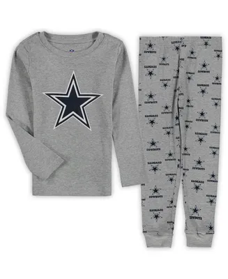 Preschool Boys and Girls Heathered Gray Dallas Cowboys Long Sleeve T-shirt Pants Sleep Set