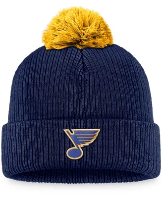 Men's Navy St. Louis Blues Team Cuffed Knit Hat with Pom