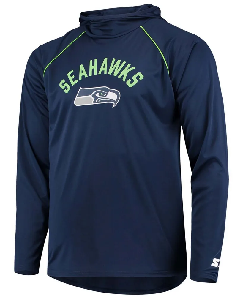 Men's Navy Seattle Seahawks Raglan Long Sleeve Hoodie T-shirt