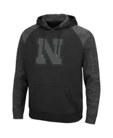 Men's Black Nebraska Huskers Blackout 3.0 Tonal Raglan Pullover Hoodie