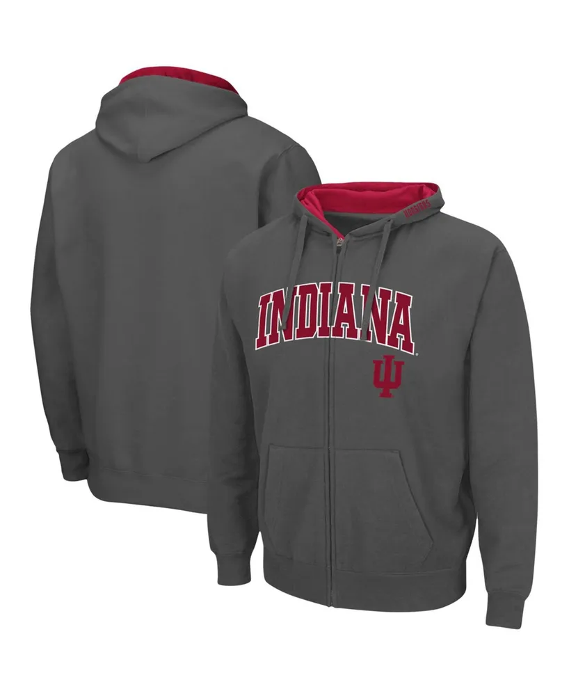 Men's Charcoal Indiana Hoosiers Arch Logo 3.0 Full-Zip Hoodie