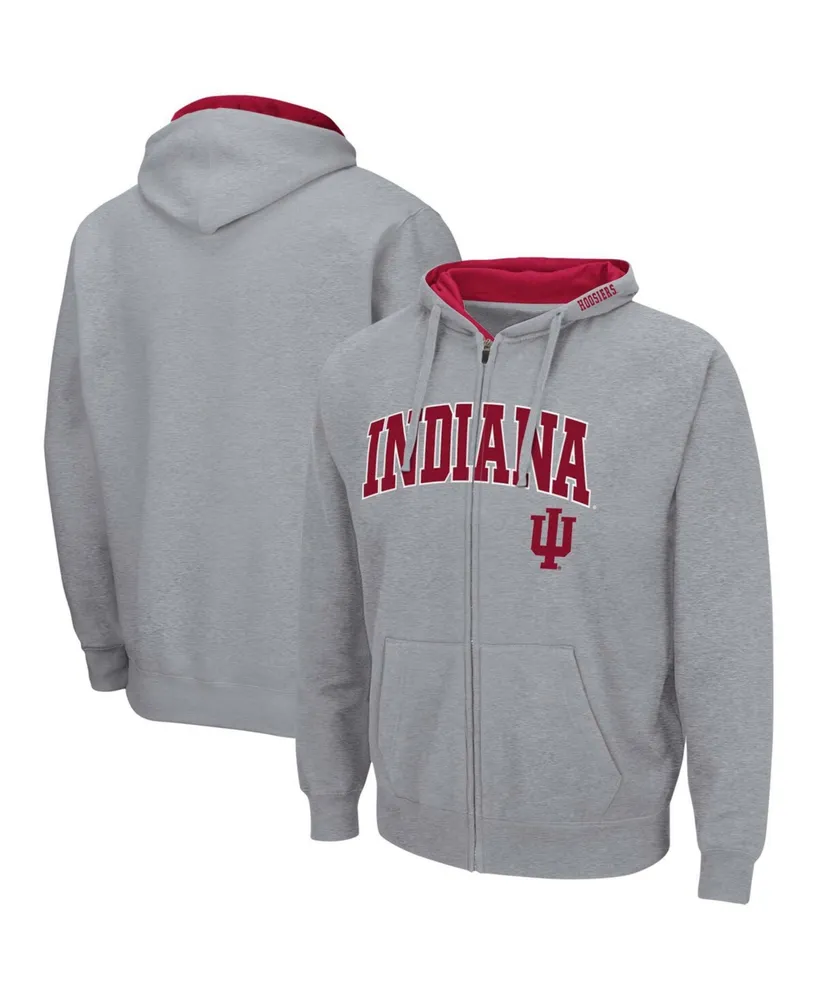 Men's Heathered Gray Indiana Hoosiers Arch Logo 3.0 Full-Zip Hoodie