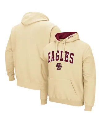 Men's Gold Boston College Eagles Arch and Logo Pullover Hoodie