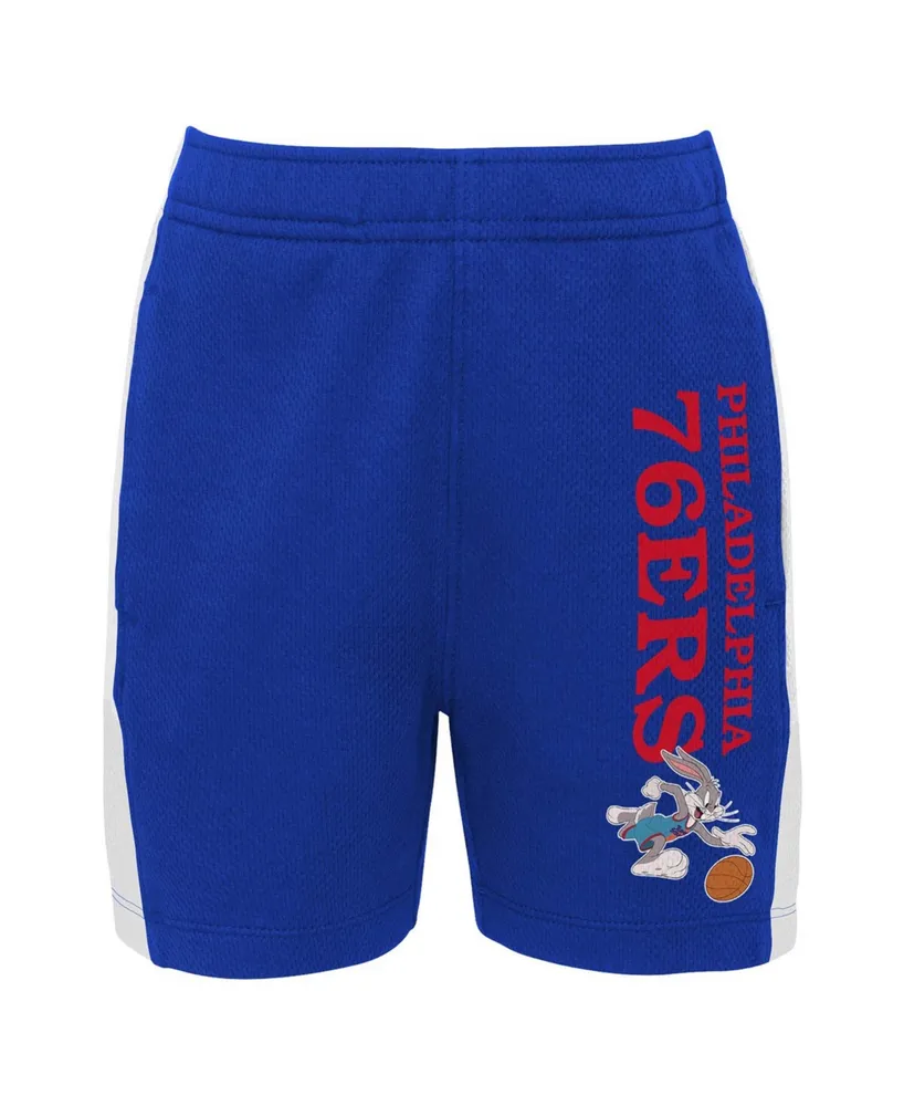 Big Boys and Girls Royal Philadelphia 76ers Space Jam 2 Slam Dunk Mesh Shorts