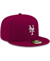 Men's Cardinal New York Mets Logo White 59FIFTY Fitted Hat