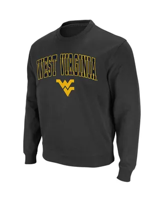 Men's Charcoal West Virginia Mountaineers Arch Logo Crew Neck Sweatshirt