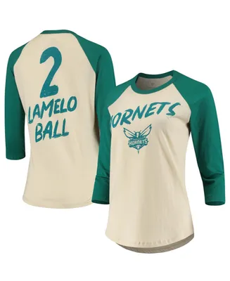 Women's LaMelo Ball Cream Charlotte Hornets Nba 3/4 Sleeve Raglan T-shirt